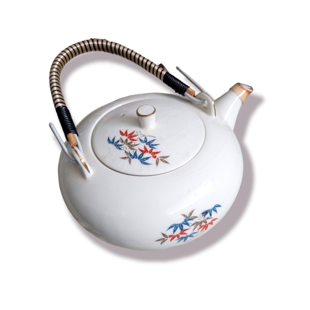 ✨️HP✨️Kutani | Japanese 80s VTG Handpainted Bamboo Porcelain Teapot w/ Lid - Picture 4 of 11